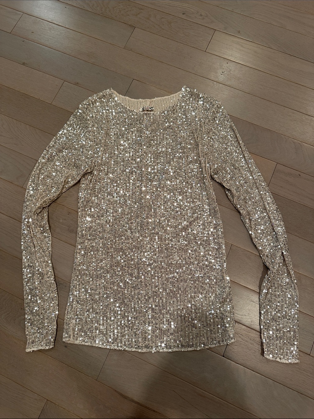 Free People Champagne Sequin long sleeve